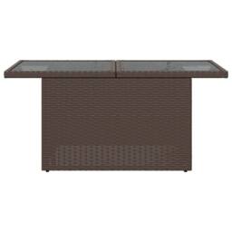 Berkfield Home Garden Table with Glass Top Brown 100x55x73 cm Poly Rattan - Size: 100 x 55 x 73 cm - thumbnail 5