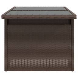 Berkfield Home Garden Table with Glass Top Brown 100x55x73 cm Poly Rattan - Size: 100 x 55 x 73 cm - thumbnail 6