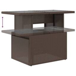 Berkfield Home Garden Table with Glass Top Brown 100x55x73 cm Poly Rattan - Size: 100 x 55 x 73 cm - thumbnail 8