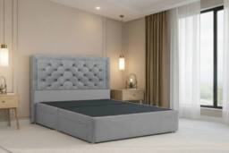 "Nexus Mattresses Ltd Tuscany Plush Divan Bed Base 2 Drawers Same Side - 54"" Headboard in Silver - Size: King" - thumbnail 2