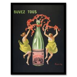 Artery8 Drink All Cachat Vintage Ad Vintage Framed Wall Art Print Cappiello in Black - Size: A4 - thumbnail 1
