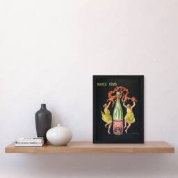 Artery8 Drink All Cachat Vintage Ad Vintage Framed Wall Art Print Cappiello in Black - Size: A4 - thumbnail 4