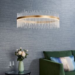 Loops Brushed Gold Ceiling Pendant Light - Decorative Glass Rods - Integrated LED in Clear - thumbnail 4
