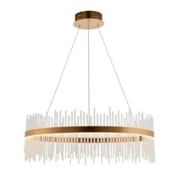 Loops Brushed Gold Ceiling Pendant Light - Decorative Glass Rods - Integrated LED in Clear