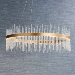 Loops Brushed Gold Ceiling Pendant Light - Decorative Glass Rods - Integrated LED in Clear - thumbnail 3