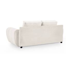 Furnishings For Less UK Zura Cream Plush Fabric Large 2 Seater Sofa Pillow Back Wooden Legs - thumbnail 5