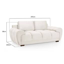 Furnishings For Less UK Zura Cream Plush Fabric Large 2 Seater Sofa Pillow Back Wooden Legs - thumbnail 7