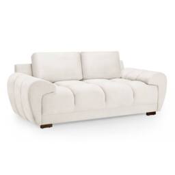 Furnishings For Less UK Zura Cream Plush Fabric Large 2 Seater Sofa Pillow Back Wooden Legs - thumbnail 6
