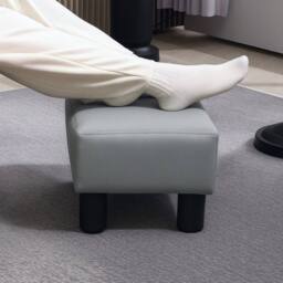 Wyld Haus Relata Grey Faux Leather Cube Footstool with Black Legs - thumbnail 6