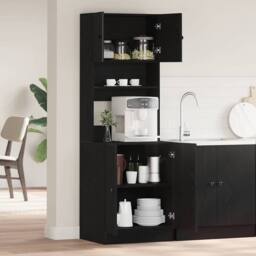 Berkfield Home Kitchen Cabinet Black Oak 60x50x180 cm Engineered Wood - Size: 60 x 50 x 180 cm - thumbnail 4