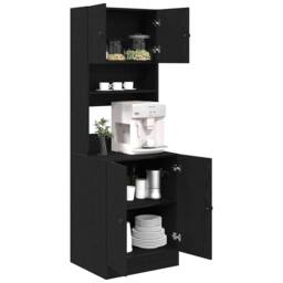 Berkfield Home Kitchen Cabinet Black Oak 60x50x180 cm Engineered Wood - Size: 60 x 50 x 180 cm - thumbnail 1