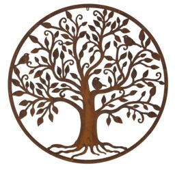 Inspirational Gifting Rustic Round Steel Tree & Bird Screen Wall Art Plaque 1m Diameter in Brown - thumbnail 8