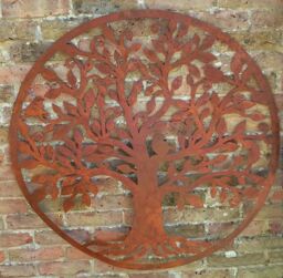 Inspirational Gifting Rustic Round Steel Tree & Bird Screen Wall Art Plaque 1m Diameter in Brown - thumbnail 2