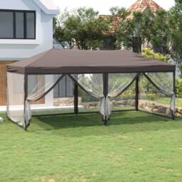Berkfield Home Sturdy Folding Party Tent with Sidewalls Taupe 3x6 m - thumbnail 2