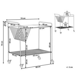 Wyld and Coco Black Kitchen Trolley 70cm Tempered Glass Top Powder Coat Metal Frame - thumbnail 3