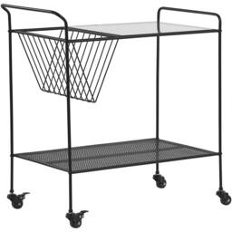Wyld and Coco Black Kitchen Trolley 70cm Tempered Glass Top Powder Coat Metal Frame - thumbnail 2