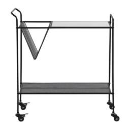 Wyld and Coco Black Kitchen Trolley 70cm Tempered Glass Top Powder Coat Metal Frame - thumbnail 4