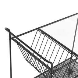 Wyld and Coco Black Kitchen Trolley 70cm Tempered Glass Top Powder Coat Metal Frame - thumbnail 5