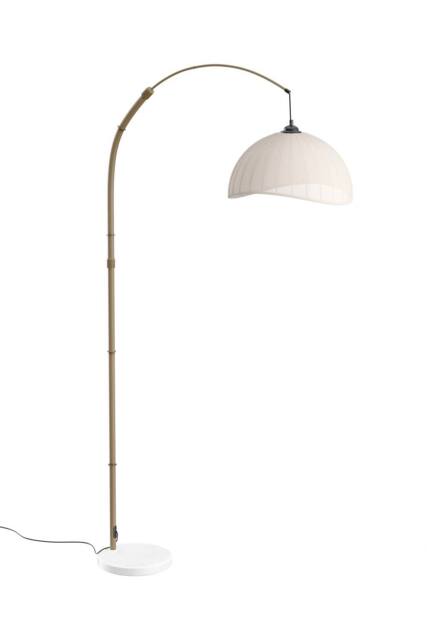 Garden Sanctuary Vintage Style Floor Lamp with Fabric Lampshade & Marble Base in White - image 1