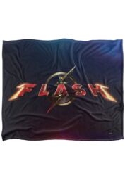 Warner Brothers The Flash, 152x127 cm Movie Logo Silky Touch Super Soft Throw Blanket in White - thumbnail 1