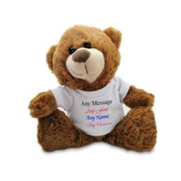 Uniqueful Personalised Teddy Bear Toy with T-Shirt Any Message Birthday in Brown