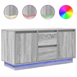 Berkfield Home TV Cabinet with LED Lights Grey Sonoma 100x41x50 cm - Size: 100 x 41 x 50 cm - thumbnail 2