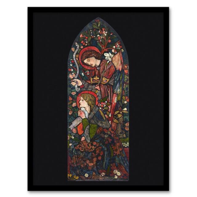 "Artery8 The Annunciation Stained Glass Framed Wall Art Print Edward Burne Jones - Size: W12"" x H16""" - image 1