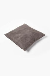 Homescapes Real Leather Suede Cushion with Feather Filling in Grey - Size: 45 cm x 45 cm - thumbnail 3