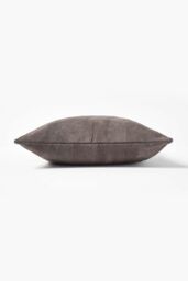 Homescapes Real Leather Suede Cushion with Feather Filling in Grey - Size: 45 cm x 45 cm - thumbnail 2