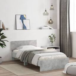 Berkfield Home Bed Frame without Mattress with LED Lights Concrete Grey 100x200 cm - thumbnail 3