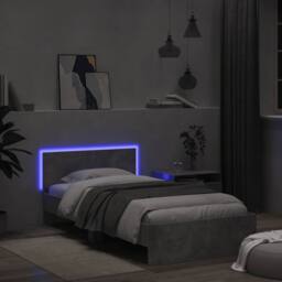 Berkfield Home Bed Frame without Mattress with LED Lights Concrete Grey 100x200 cm - thumbnail 4