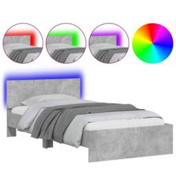 Berkfield Home Bed Frame without Mattress with LED Lights Concrete Grey 100x200 cm - thumbnail 1
