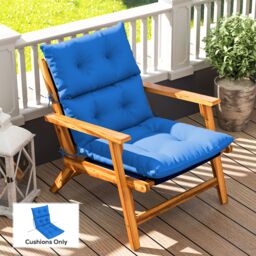 OUTSUNNY Adirondack Chair Cushion Rocking Chair Cushion w/ Ties, Blue - thumbnail 1