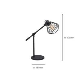 Eglo Tabillano 1 Metal Adjustable Table Lamp in Black - thumbnail 3