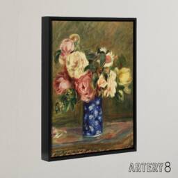 "Artery8 Bouquet of Roses Renoir Vintage Black Framed Canvas Wall Art in Brown - Size: W12"" x H16""" - thumbnail 2