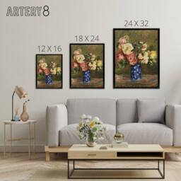 "Artery8 Bouquet of Roses Renoir Vintage Black Framed Canvas Wall Art in Brown - Size: W12"" x H16""" - thumbnail 4