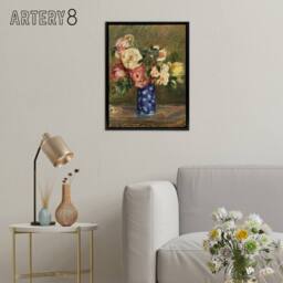 "Artery8 Bouquet of Roses Renoir Vintage Black Framed Canvas Wall Art in Brown - Size: W12"" x H16""" - thumbnail 3