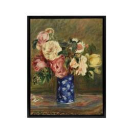 "Artery8 Bouquet of Roses Renoir Vintage Black Framed Canvas Wall Art in Brown - Size: W12"" x H16""" - thumbnail 1