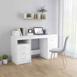Berkfield Home Desk White 140x50x76 cm Engineered Wood - Size: 140 x 50 x 76 cm - thumbnail 2