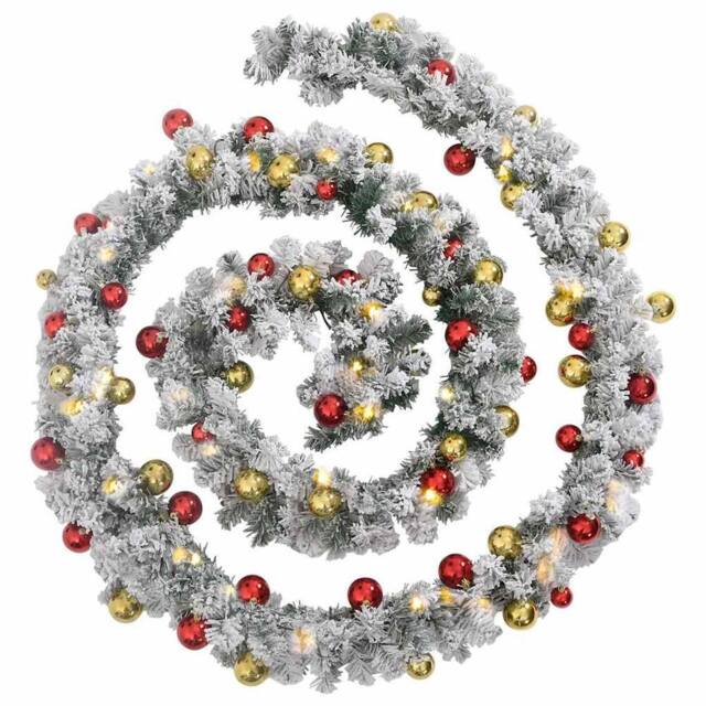 Berkfield Home Stunning Christmas Garland with Baubles & LED Lights Green 20 m PVC - image 1