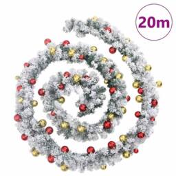 Berkfield Home Stunning Christmas Garland with Baubles & LED Lights Green 20 m PVC - thumbnail 7