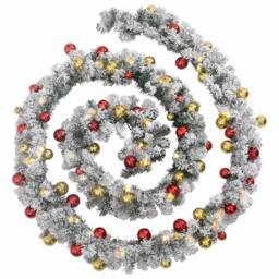 Berkfield Home Stunning Christmas Garland with Baubles & LED Lights Green 20 m PVC
