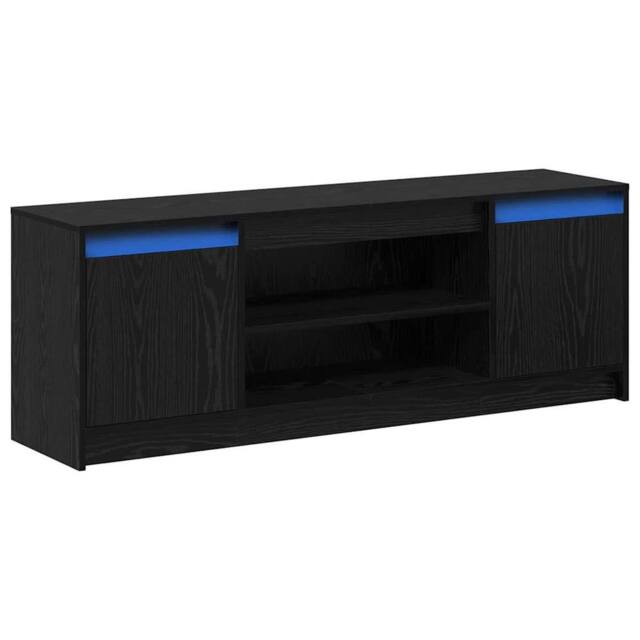 Berkfield Home TV Cabinet with LED in Black Oak, 139.5x34x50 cm, Made of Enginee - Size: 139.5x34x50 cm - image 1