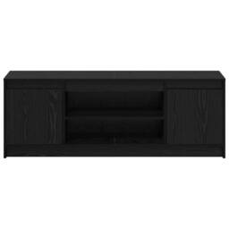 Berkfield Home TV Cabinet with LED in Black Oak, 139.5x34x50 cm, Made of Enginee - Size: 139.5x34x50 cm - thumbnail 7