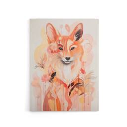 "Artery8 Kitsune Fox Spirit Animal Boho Floral Canvas Wall Art Print in Orange - Size: W18"" x H24""" - thumbnail 1