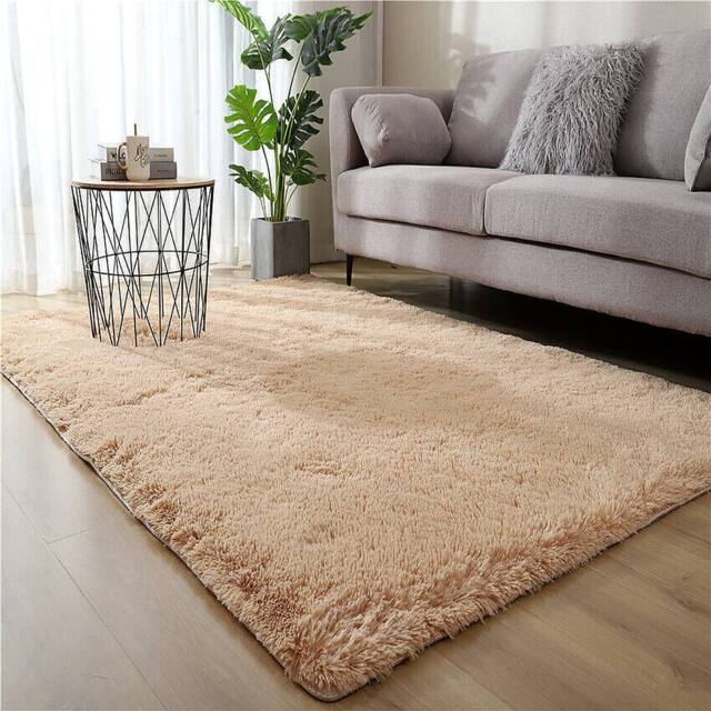 YnysTec Large Shaggy Rug Anti Slip Mat Soft Fluffy Living Room Bedroom Carpet in Khaki - Size: 80 cm x 160 cm - image 1