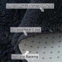 YnysTec Large Shaggy Rug Anti Slip Mat Soft Fluffy Living Room Bedroom Carpet in Khaki - Size: 80 cm x 160 cm - thumbnail 6