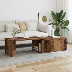 Berkfield Home Coffee Table Old Wood 150x50x35 cm Engineered Wood in Brown - Size: 150 x 50 x 35 cm - thumbnail 3