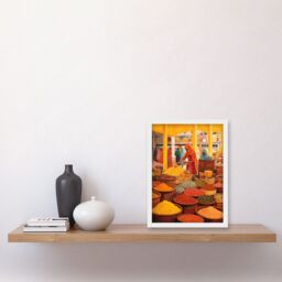 Artery8 Wall Art Print The Spice Market Asian Herbs & Spices Colourful Kitchen Artwork Framed A4 in White - thumbnail 2