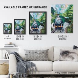 "Artery8 Steam Engine Train Talyllyn Railway Snowdonia Wall Art Print in Green - Size: W12"" x H16""" - thumbnail 3